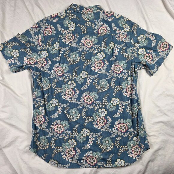 Reyn Spooner Furoshiki Floral Shirt Tailored Fit Mens Size XL Blue Casual Aloha - Picture 2 of 9